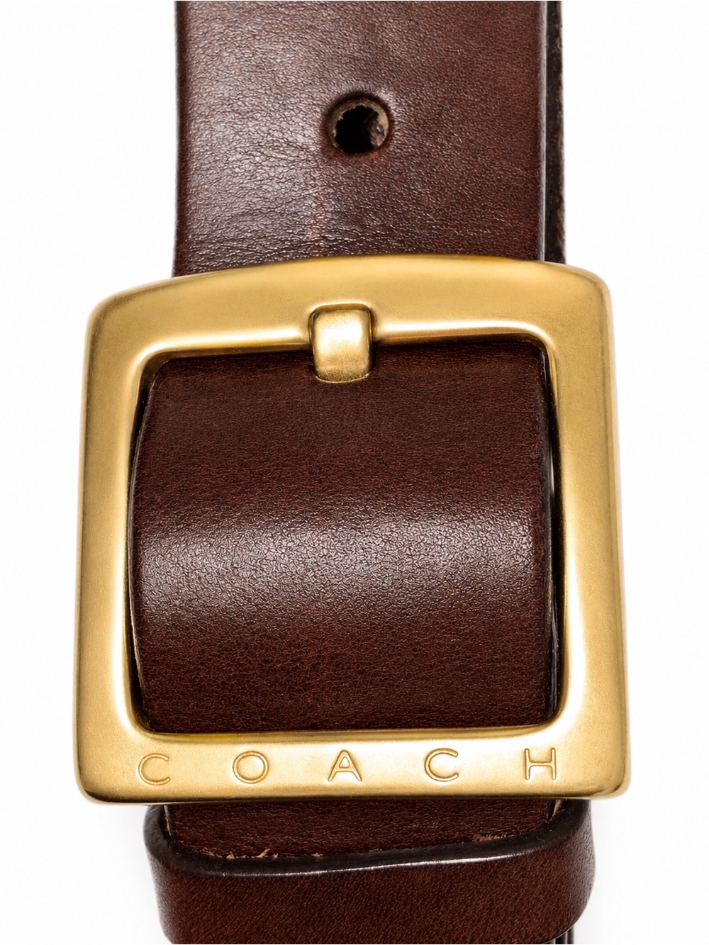Vintage Coach Handcrafted in Italy Brown Leather Belt Solid Brass Buckle Size 25 - Picture 1 of 6